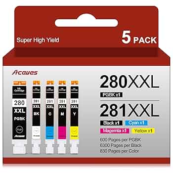 Canon - mochi2808 Amazon.com: 280XXL 281XXL Ink Cartridges High Page Yield (5